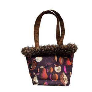 Bag Daddy Apple Leaf Shoulder Bag Tote Purple Brown Double Strap Zipper Top